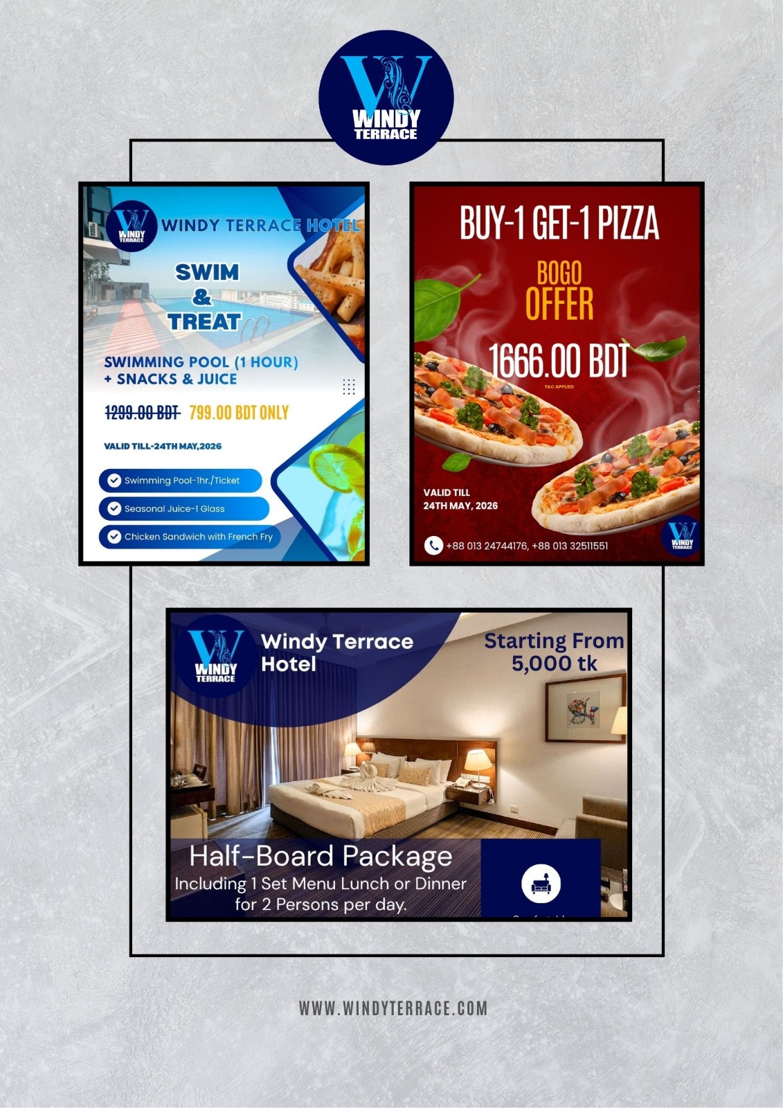 Swimming Pool, Buy-1-Get-1 Pizza, One Set Menu Lunch or dinner for 2 persons per day Offer
